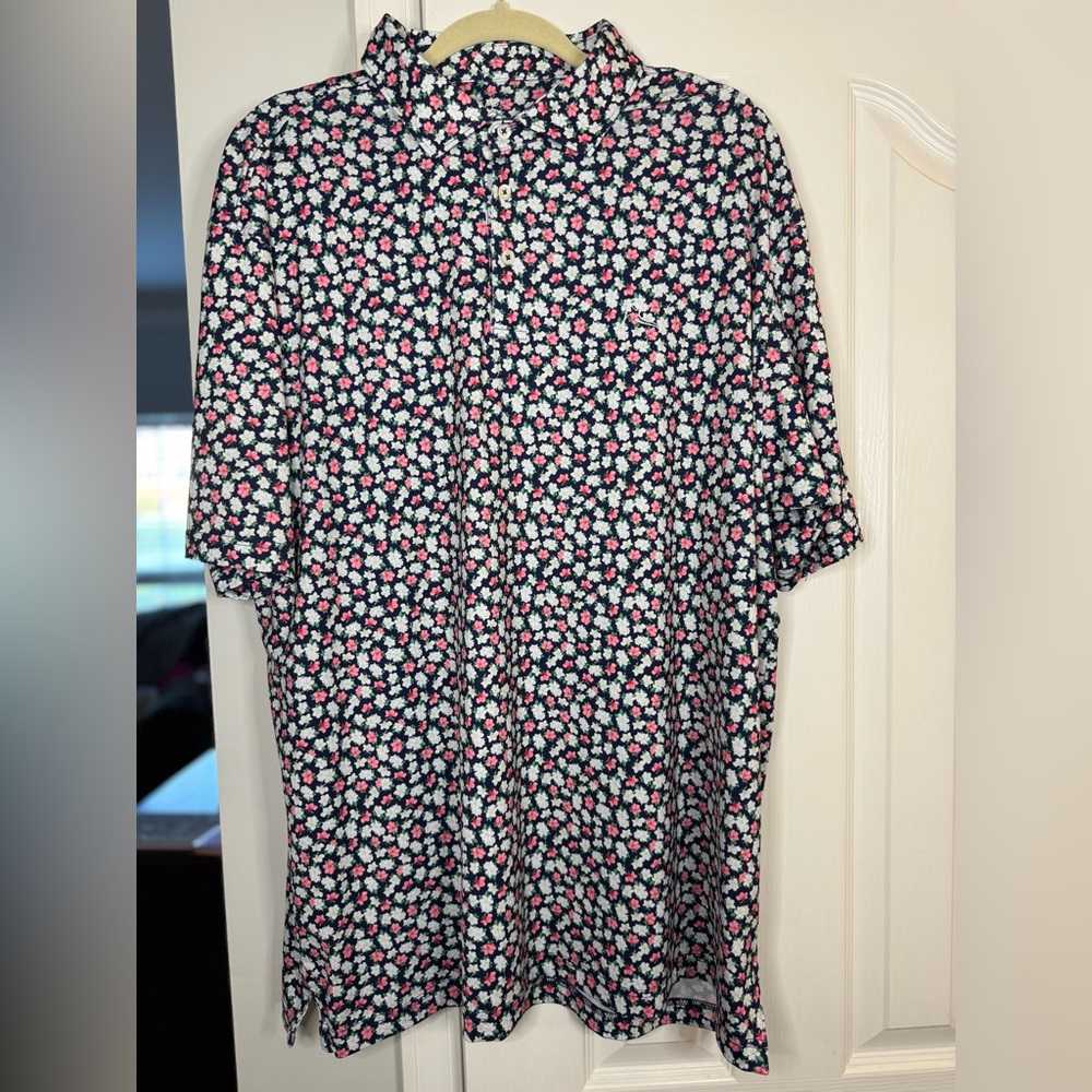 Rhoback Black and Pink Patterned Polo Shirt